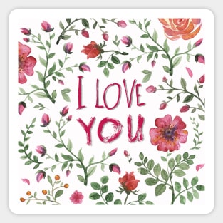 I love you. Floral background Sticker